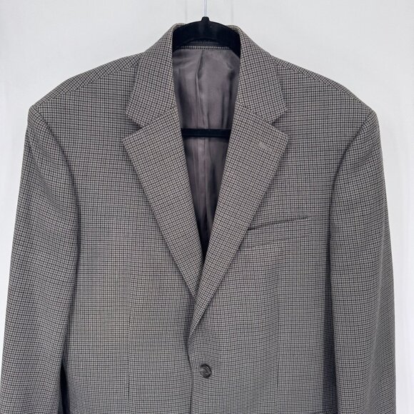 Lauren Ralph Lauren Blazer Mens 42R Gray Wool Houndstooth‎ Plaid Vintage - Picture 2 of 9